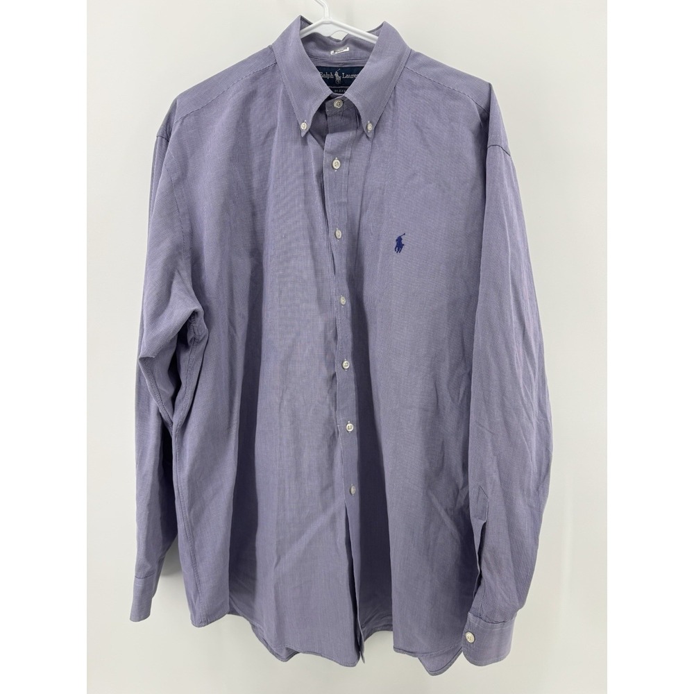 Ralph Lauren Blake Button Down Shirt Blue Check Long Sleeve Cotton L